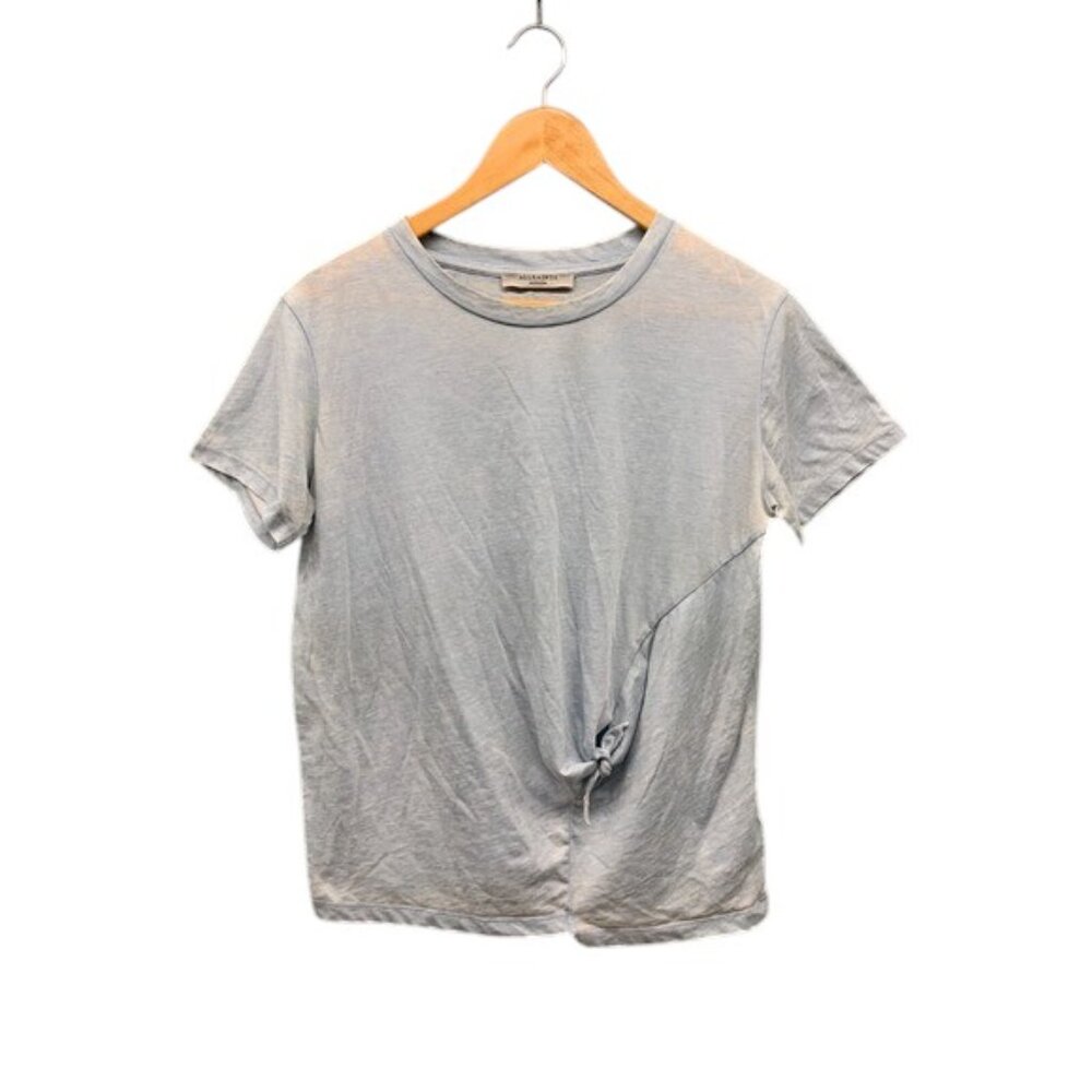 AllSaints Womens M Ashley Devo Tee Light Blue Cotton Short Sleeve Casual T-Shirt